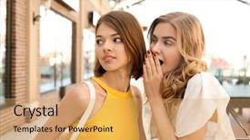  Presentation with together puzzle pieces beautiful - Slide set featuring mart - beautiful women shopping together background and a yellow colored foreground