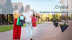  Presentation with together puzzle pieces beautiful - PPT theme consisting of mart - beautiful women with shopping bags background and a sky blue colored foreground