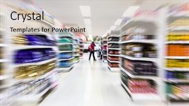  Presentation with supermarket - Presentation design featuring mart - empty supermarket aisle motion blur background and a light gray colored foreground