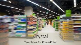  Presentation with supermarket - Slide deck consisting of mart - empty supermarket aisle background and a mint green colored foreground