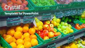  Presentation with fruits - PPT layouts featuring mart - fruits background and a ocean colored foreground