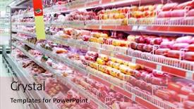  Presentation with grocery store - Presentation theme consisting of mart - grocery store background and a coral colored foreground