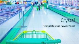  Presentation with supermarket - Cool new PPT theme with mart - supermarket backdrop and a sky blue colored foreground