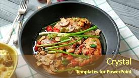  Presentation with chicken - PPT layouts having martadla - pan with tasty chicken marsala background and a  colored foreground