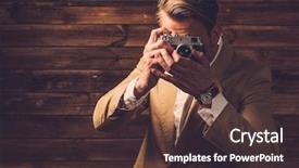  Presentation with interior cottage - PPT layouts enhanced with martadla - stylish man with retro camera background and a tawny brown colored foreground