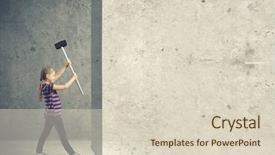  Presentation with crushing - Amazing PPT theme having marteau - cute little girl crushing cement backdrop and a  colored foreground
