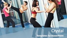  Presentation with physical fitness - Beautiful slide deck featuring martial art fighting physical training backdrop and a teal colored foreground