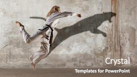 Presentation with taekwondo - Colorful presentation design enhanced with martial art similar to karate backdrop and a gray colored foreground