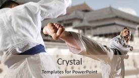  Presentation with taekwondo - Presentation theme enhanced with martial art similar to karate background and a soft green colored foreground