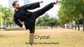  Presentation with qigong - PPT layouts featuring martial artist practicing qigong background and a  colored foreground