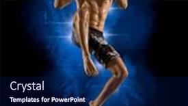  Presentation with martial arts - Colorful slide deck enhanced with martial-arts-fighter-mma-jumping backdrop and a navy blue colored foreground