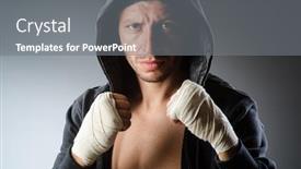  Presentation with martial arts - Colorful presentation theme enhanced with martial arts fighter at the training backdrop and a gray colored foreground
