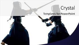  Presentation with martial arts - Slide set consisting of silhouette isolated on white bacground background and a white colored foreground