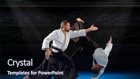  Presentation with fighters - Cool new PPT theme with martial arts fighters in sports backdrop and a wine colored foreground