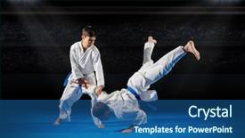  Presentation with martial arts - Slides consisting of martial arts fighters in sports background and a ocean colored foreground