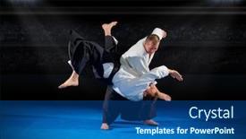  Presentation with martial arts - Presentation enhanced with martial-arts-fighters-in-sports background and a ocean colored foreground