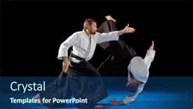  Presentation with martial arts - Cool new slides with martial-arts-fighters-isolated backdrop and a ocean colored foreground