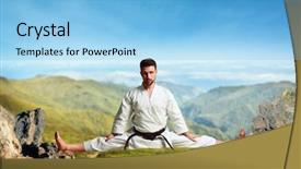  Presentation with martial arts - Beautiful presentation featuring martial arts master extreme stretching backdrop and a light blue colored foreground