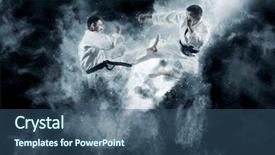  Presentation with martial arts - Slide deck consisting of martial arts masters karate practice background and a ocean colored foreground