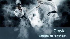  Presentation with martial arts - Colorful slide deck enhanced with martial arts masters karate practice backdrop and a ocean colored foreground