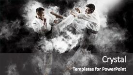  Presentation with martial arts - Beautiful slides featuring martial arts masters karate practice backdrop and a dark gray colored foreground