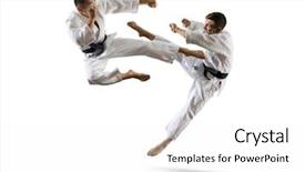  Presentation with martial arts - Audience pleasing theme consisting of martial arts masters karate practice backdrop and a white colored foreground