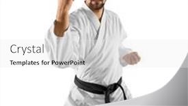  Presentation with karate - PPT theme having martial-arts-masters-karate-practice background and a white colored foreground