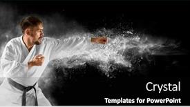  Presentation with martial arts - Presentation theme enhanced with martial-arts-masters-karate-practice background and a black colored foreground