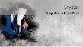  Presentation with martial arts - Beautiful slides featuring martial-arts-masters-on-wall backdrop and a light gray colored foreground