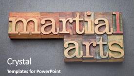 Presentation with wood gray - Beautiful PPT theme featuring banner self defense - martial arts word abstract backdrop and a gray colored foreground
