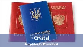  Presentation with russian - Amazing PPT theme having martial law - ukrainian and russian id passports backdrop and a ocean colored foreground