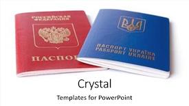  Presentation with russian - PPT theme with martial law - ukrainian and russian id passports background and a white colored foreground