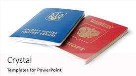  Presentation with russian - Slides featuring martial law - ukrainian and russian id passports background and a sky blue colored foreground