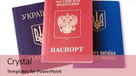  Presentation with martial law - Cool new presentation theme with martial law - ukrainian and russian id passports backdrop and a coral colored foreground