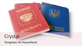  Presentation with russian - PPT theme enhanced with martial law - ukrainian and russian id passports background and a lemonade colored foreground