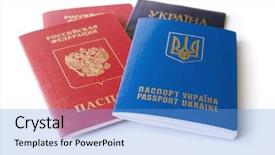  Presentation with martial law - Amazing slides having martial law - ukrainian and russian id passports backdrop and a light blue colored foreground