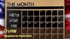  Presentation with martin luther king - Beautiful slide deck featuring king day chalkboard wall calendar backdrop and a tawny brown colored foreground