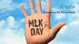  Presentation with martin luther king - Audience pleasing theme consisting of martin-luther-king-day-male backdrop and a light blue colored foreground