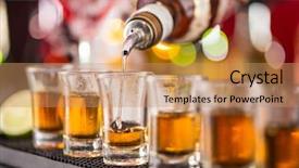  Presentation with bar - Cool new slide deck with martini christmas - snifters on bar desk close-up backdrop and a coral colored foreground