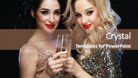  Presentation with glitter 3d animation - Colorful presentation enhanced with martini christmas - two glamour women in luxury backdrop and a coral colored foreground