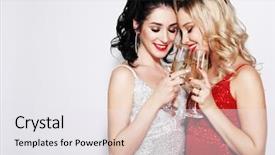  Presentation with glamour - Colorful presentation enhanced with martini christmas - two glamour women in luxury backdrop and a white colored foreground