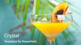  Presentation with fruit cocktail - Slide deck having martini drink with passion fruit background and a ocean colored foreground
