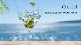  Presentation with sea glass - Slide set with martini-glass-with-olives background and a light blue colored foreground