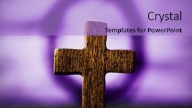  Presentation with crown thorns - Slide deck having martyrdom - closeup of the blurry holy background and a light blue colored foreground