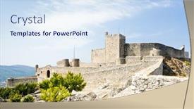  Presentation with castle - Slide deck with marvao-castle-alentejo-portugal background and a sky blue colored foreground