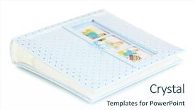  Presentation with photo album - Presentation design featuring marvel movies - baby photo album isolated background and a sky blue colored foreground