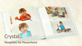  Presentation with photo album - Slide set with marvel movies - open photo album with pictures background and a cream colored foreground