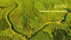  Presentation with bird eye view - Amazing PPT theme having marvelous-view-of-winding-river backdrop and a tawny brown colored foreground