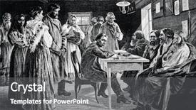  Presentation with engraving - PPT theme having clear azure sea and blue sky near crete coast greece background and a light blue colored foreground