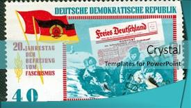  Presentation with propaganda - PPT layouts having marxism - east germany propaganda vintage stamp background and a light blue colored foreground